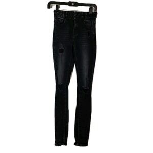 KanCan Jeans Womens Sz23 Black Skinny‎ High Rise  Stretch Distressed Denim